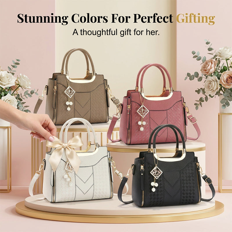 3 PCS Women's Elegant Embroidered Pattern Tote Bag