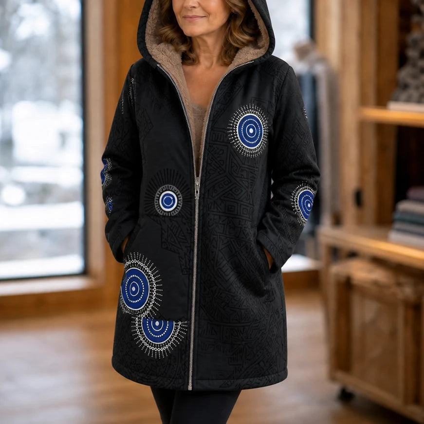 💖Women's Vintage Leaf Print Hooded Coat