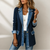 Women's Contrast Trim Collared Button Front Ribbed Knit Jacket
