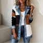 Women's Contrast Trim Collared Button Front Ribbed Knit Jacket